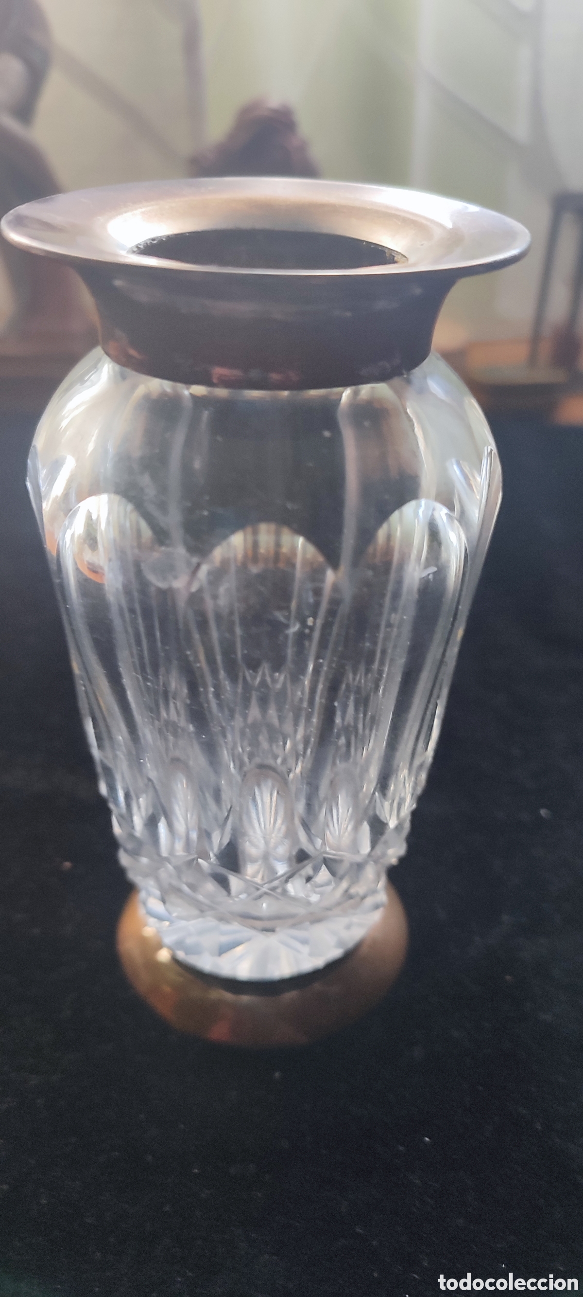Antig&uuml;edades: Antiguo violetero modernista de cristal Baccarat base superior e inferior de plata con contrastes