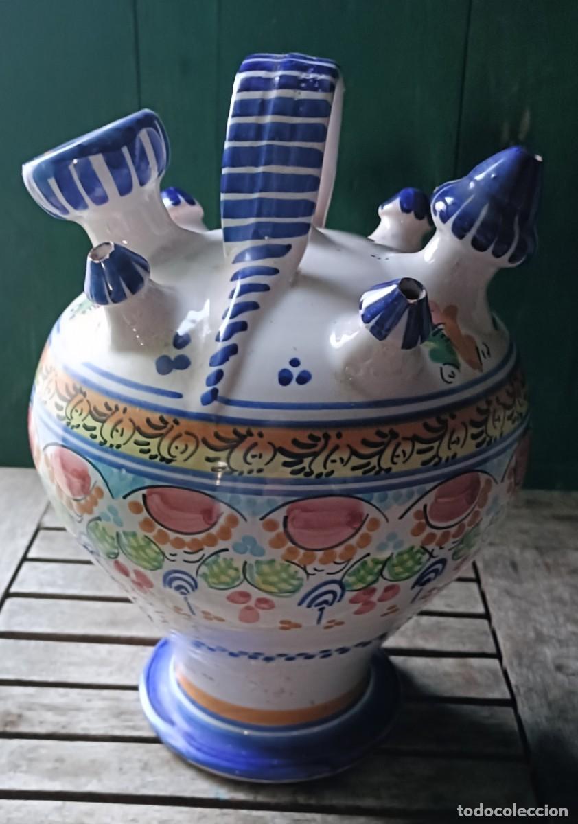 Antig&uuml;edades: Antiguo pesado botijo pintado a mano