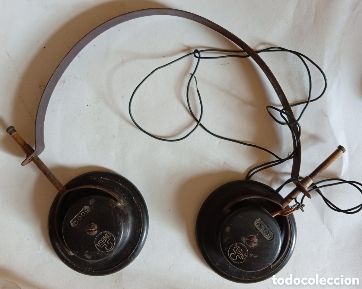 Antig&uuml;edades: Antiguos auriculares cascos Omega para radio Galena