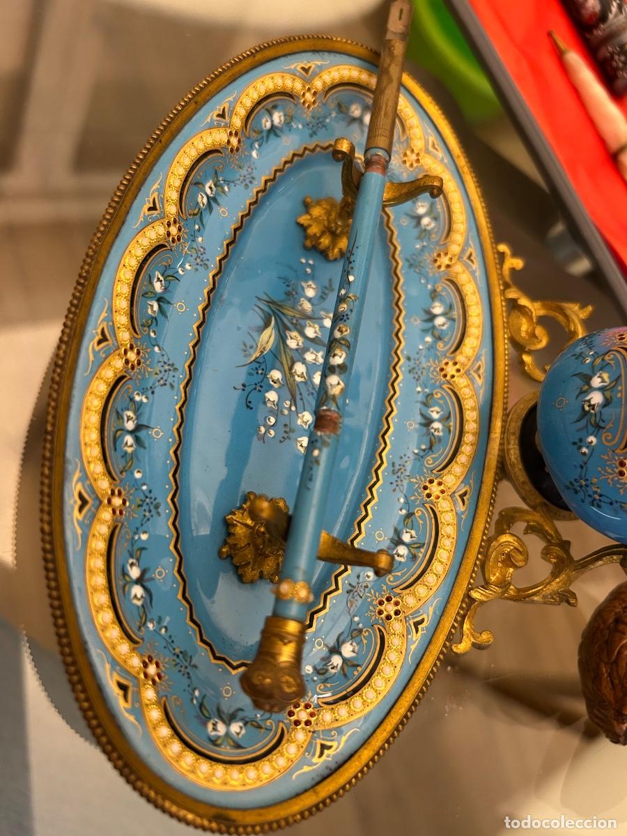Antig&uuml;edades: Antiguo tintero en esmaltes tipo Sevres Francia S. XIX