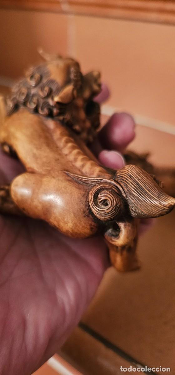 Antig&uuml;edades: Preciosa pareja perros foo de madera - Foto 3