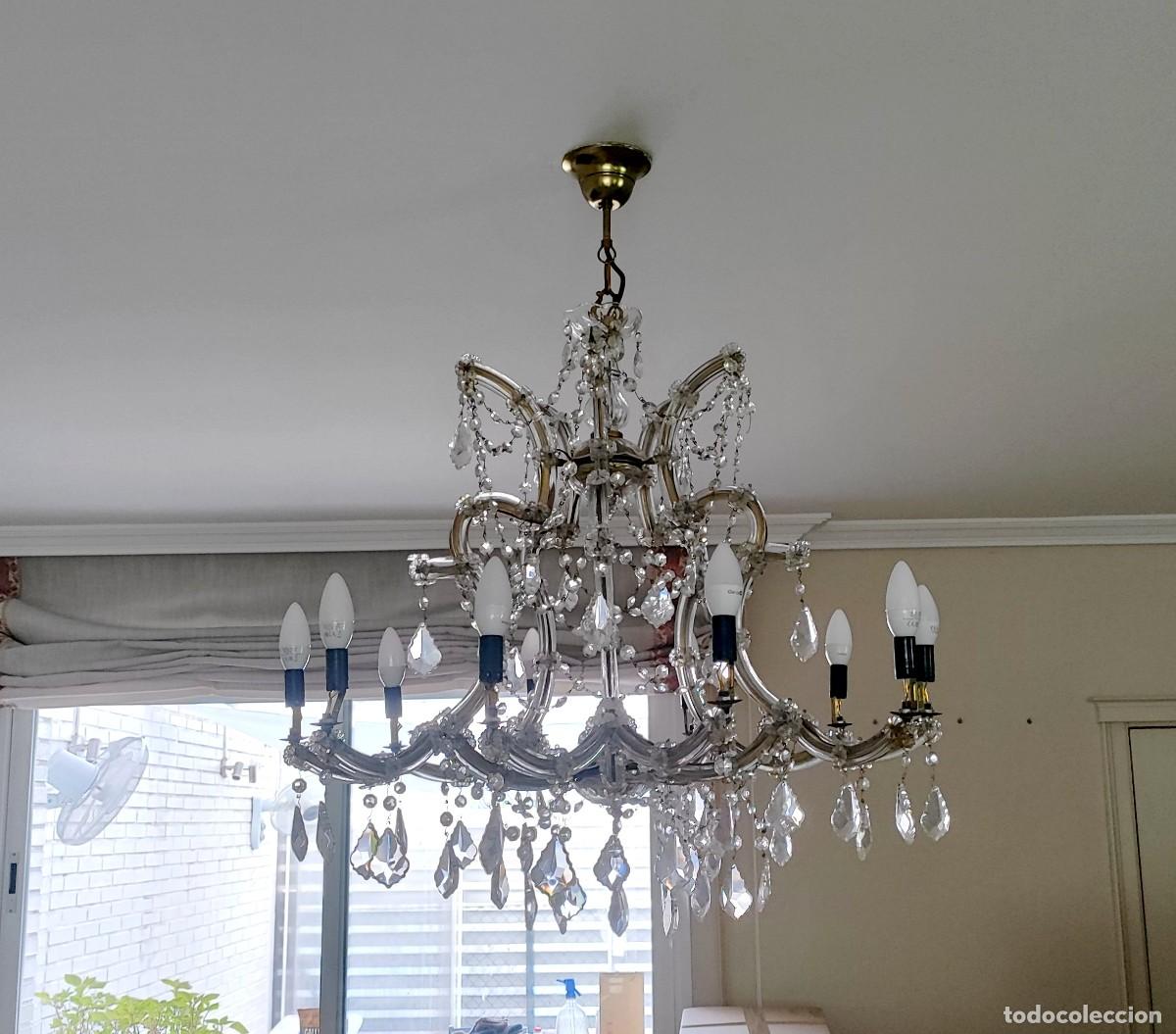 Antig&uuml;edades: Lampara de cristal de 10 luces SXX