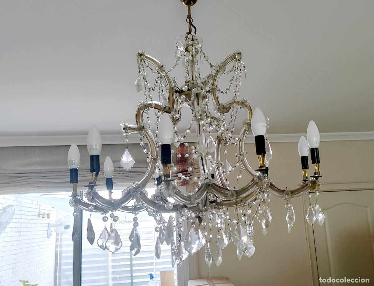 Antig&uuml;edades: Lampara de cristal de 10 luces SXX - Foto 2