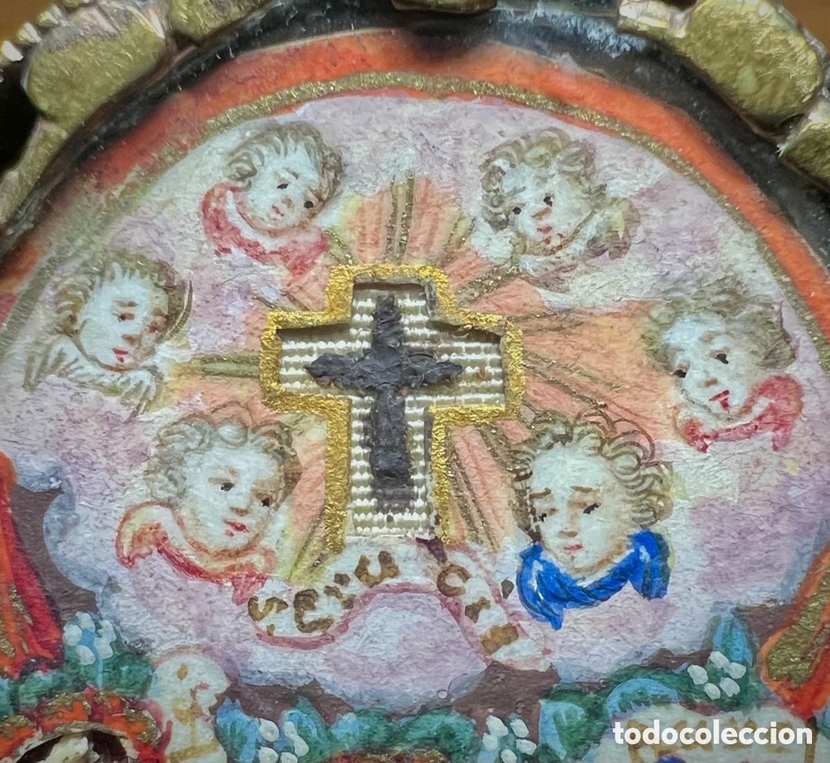 Antig&uuml;edades: Relicario doble cara. Lignum Crucis. S.XVIII