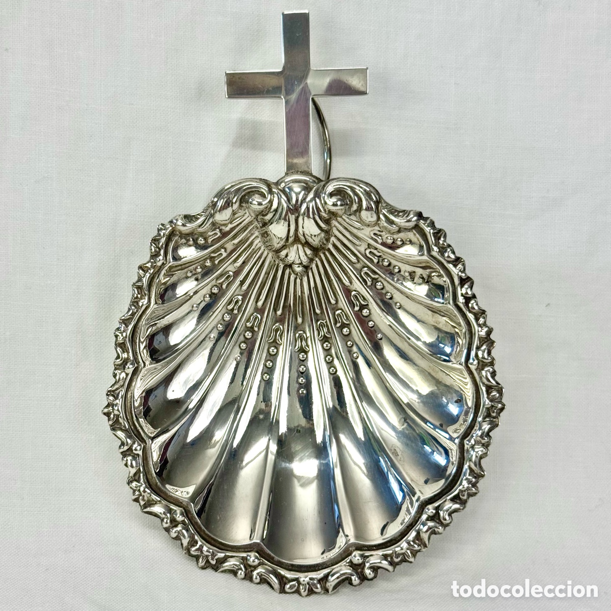 Antig&uuml;edades: CONCHA BAUTISMO BAUTISMAL BAUTIZO CERAMONIA PLATA LEY 925 25 GRMS