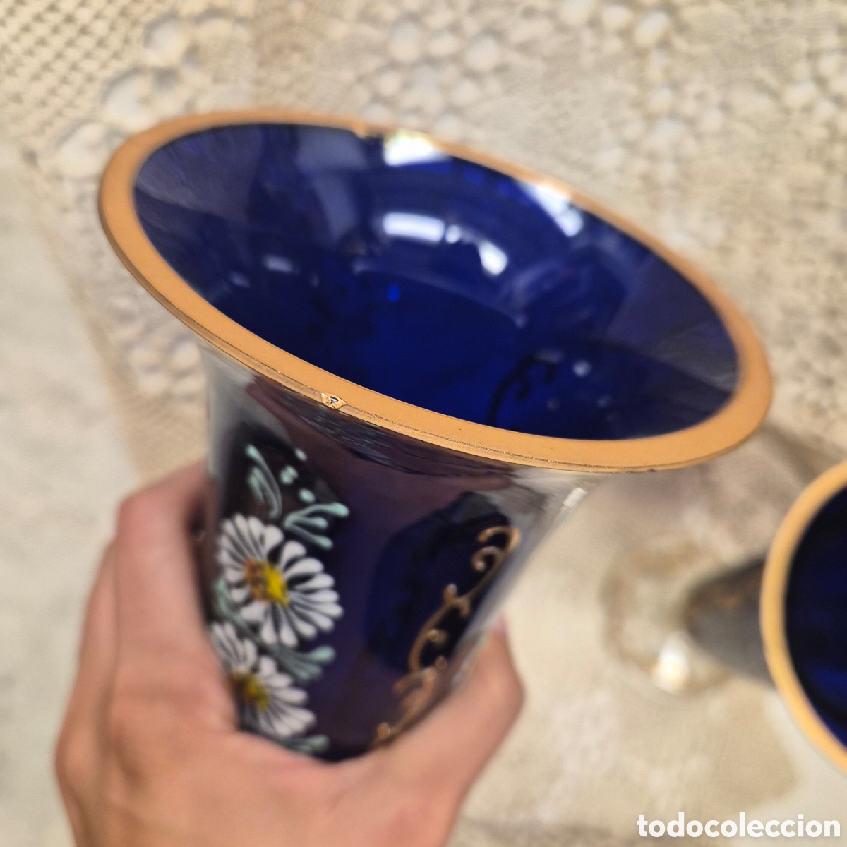 Antig&uuml;edades: Jarrones vidrio esmaltado azul cobalto - Foto 10