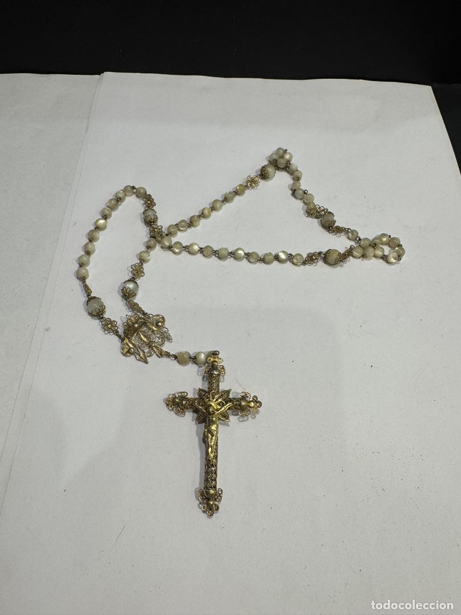 Antig&uuml;edades: ROSARIO FILIGRANA METAL DORADO Y CUENTAS N&Aacute;CAR (G)