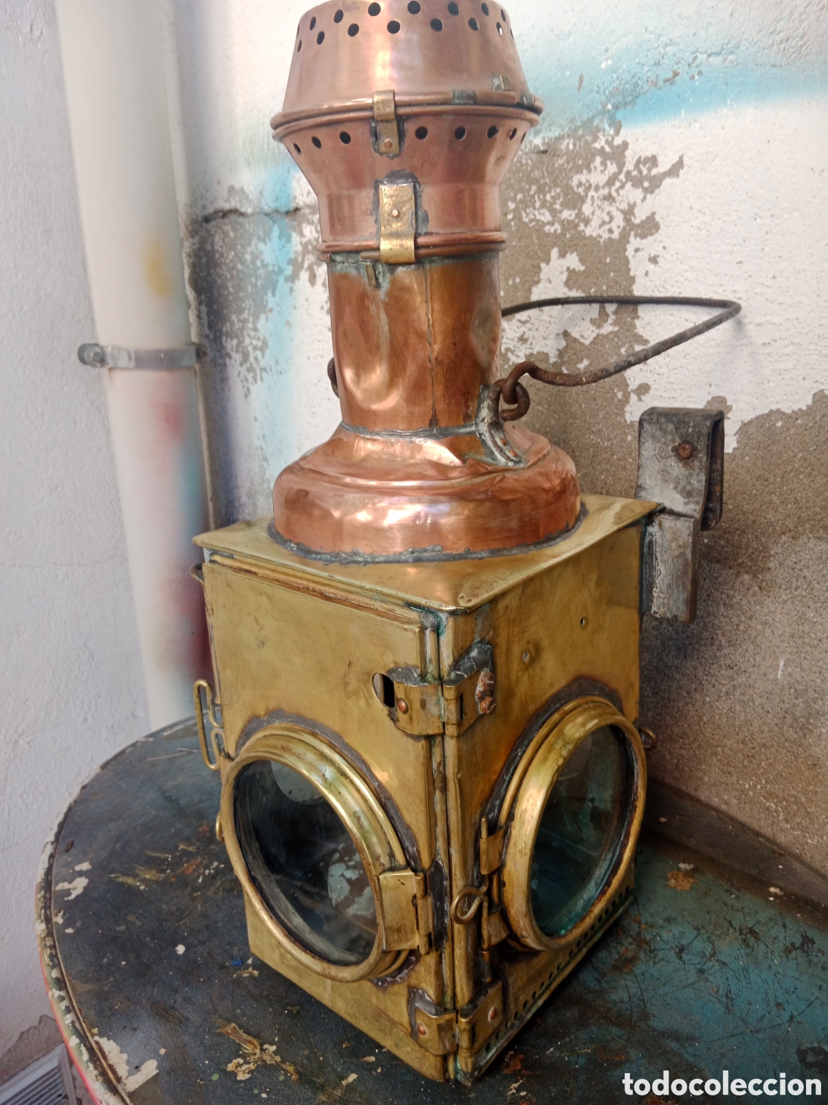 Antig&uuml;edades: Antiguo farol de 52 cm de alto...
