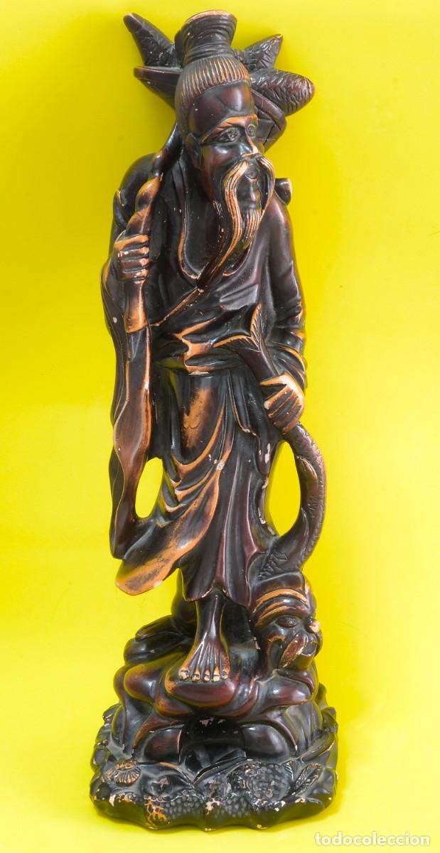 Antig&uuml;edades: FIGURA DE ANCIANO ORIENTAL , PROBABLE Shou Lao, dios de la longevidad