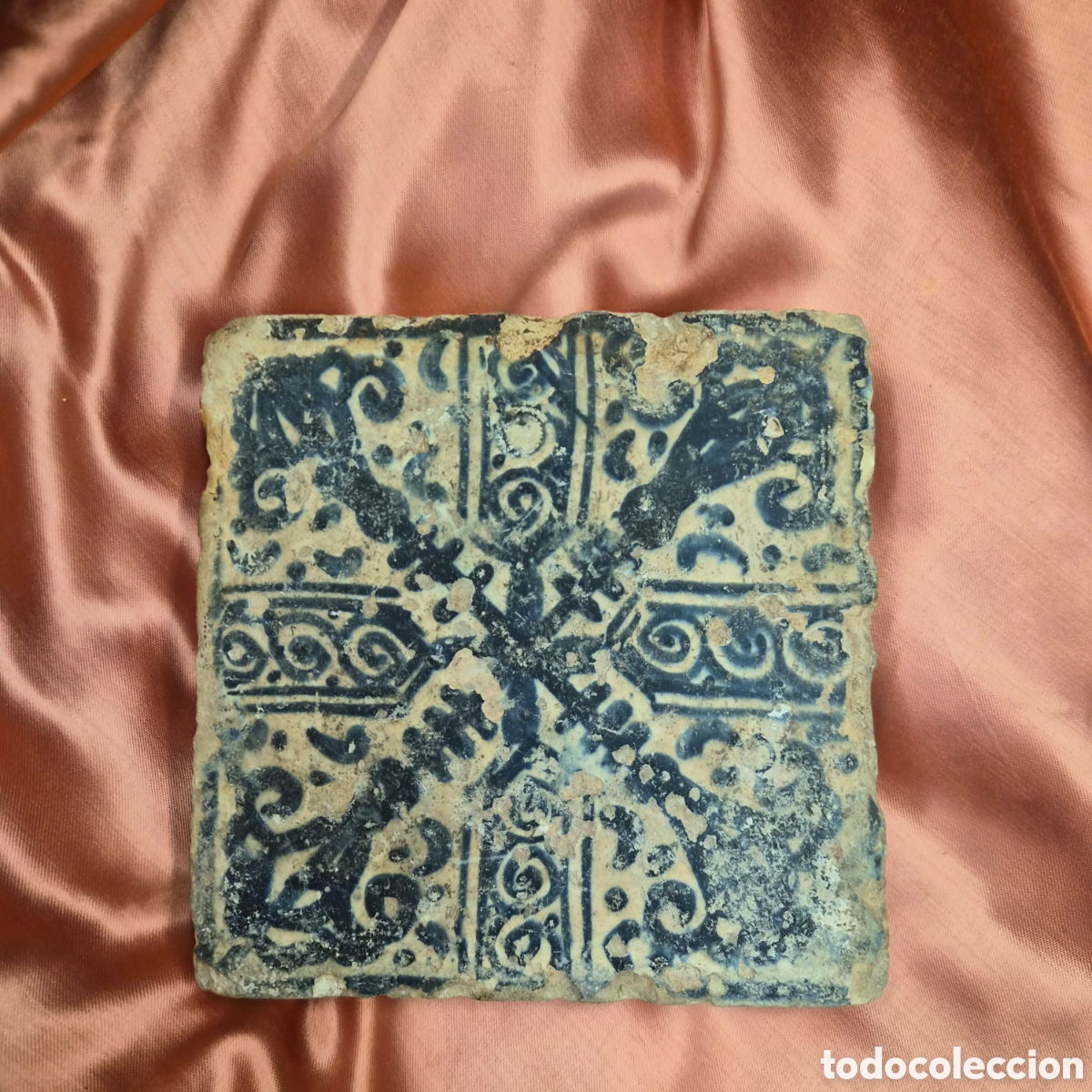 Antig&uuml;edades: Azulejo gotico en azul cobalto