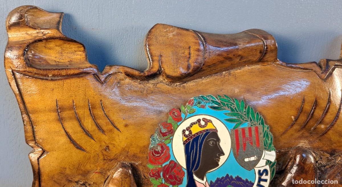 Antig&uuml;edades: Panel de madera virgen de Montserrat, Deu vos guard - Foto 4