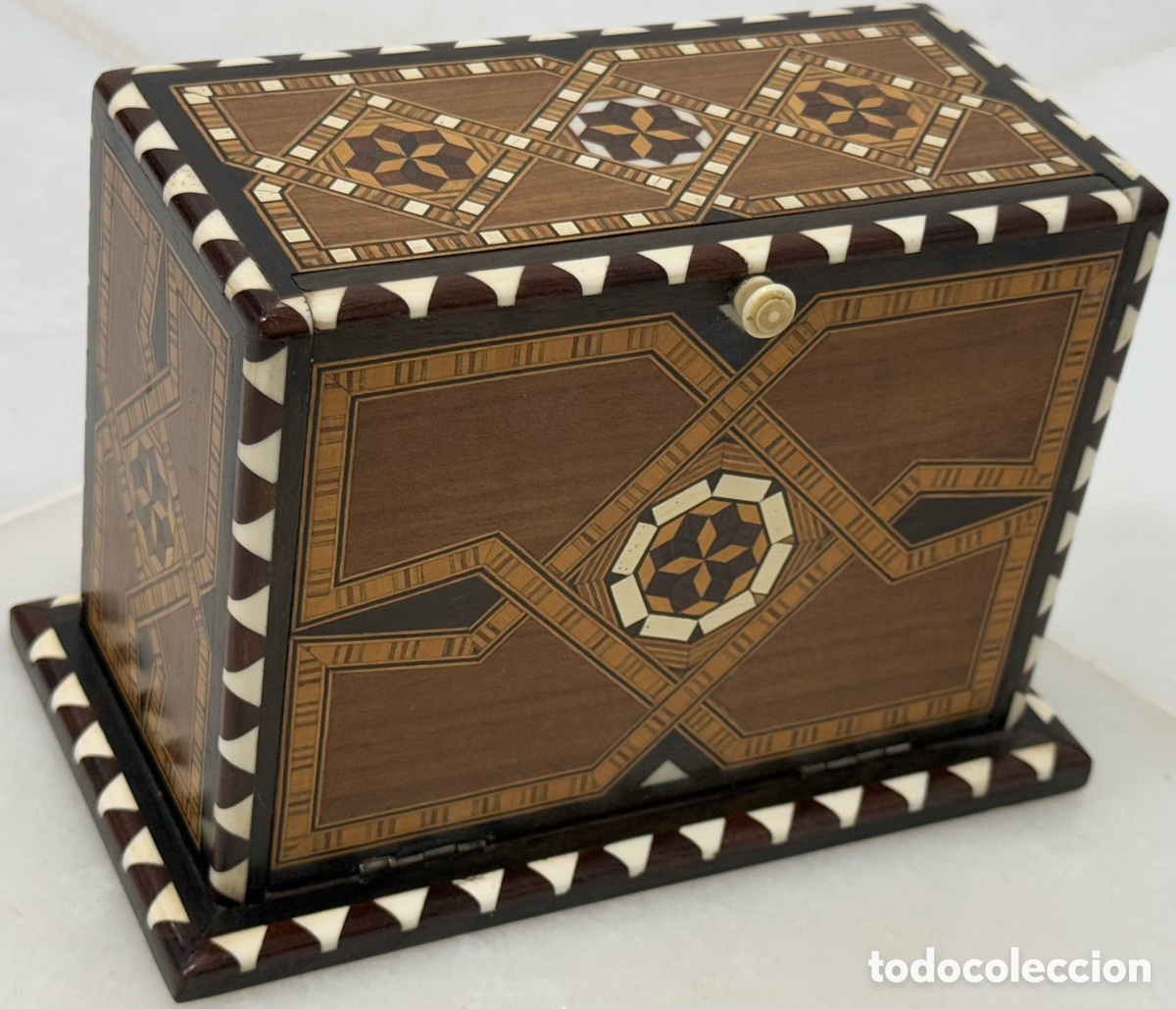 Oggetti Antichi: ORIGINAL CAJA TABACALERA MARQUETER&Iacute;A TARACEA