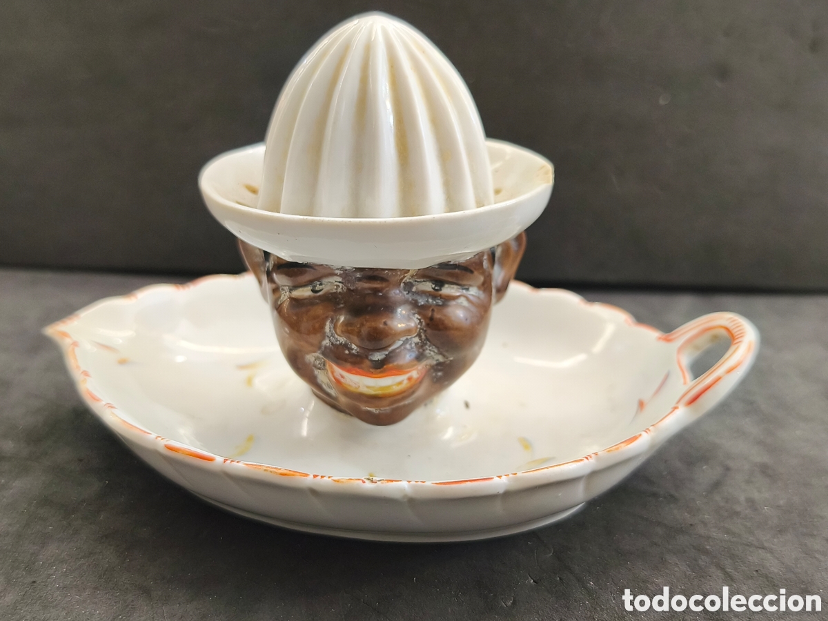 Antig&uuml;edades: Exprimidor de porcelana principios S.XX, porcelana alemana