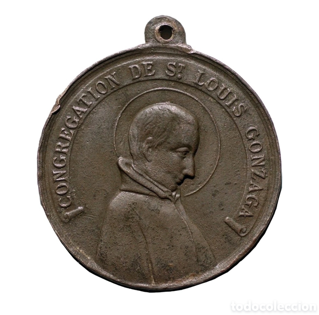 Antig&uuml;edades: ANTIGUA MEDALLA CONGREGACI&Oacute;N SAN LUIS GONZAGA S. XIX
