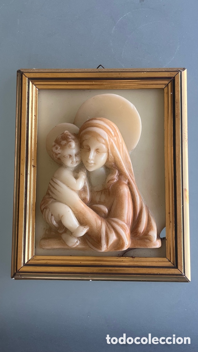 Antig&uuml;edades: Cuadro de cera virgen y ni&ntilde;o religioso - Foto 1