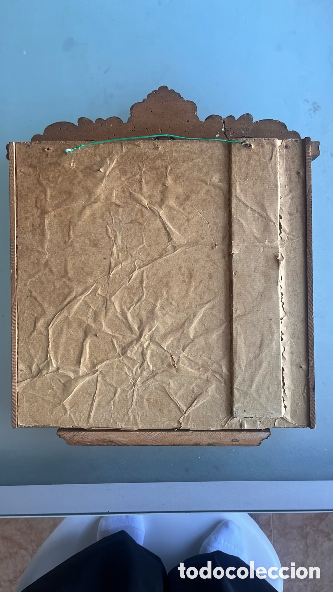 Antig&uuml;edades: Cuadro tr&iacute;ptico retablo religioso de madera - Foto 6