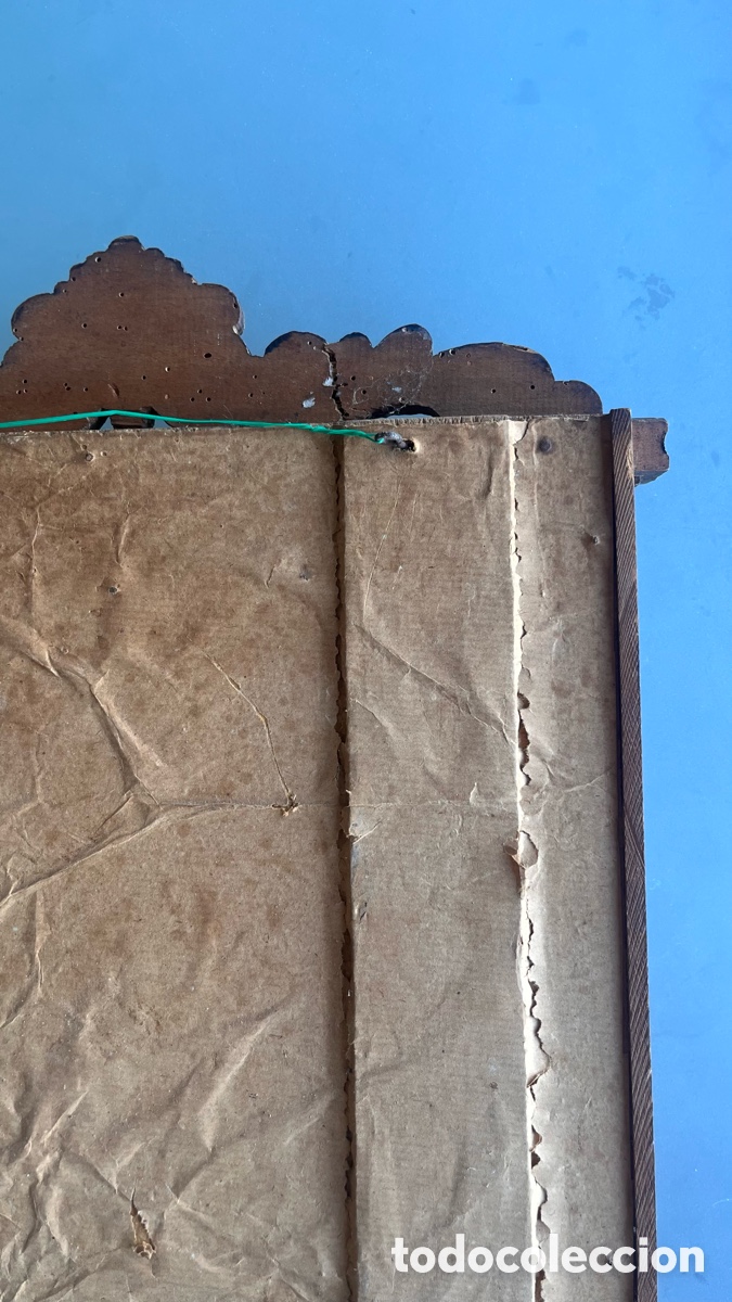 Antig&uuml;edades: Cuadro tr&iacute;ptico retablo religioso de madera - Foto 7