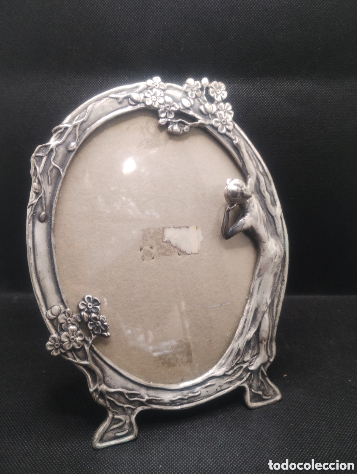 Oggetti Antichi: Marco ovalado Art Nouveau en metal plateado