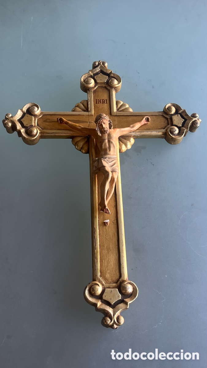 Oggetti Antichi: Crucifijo religioso pie partido