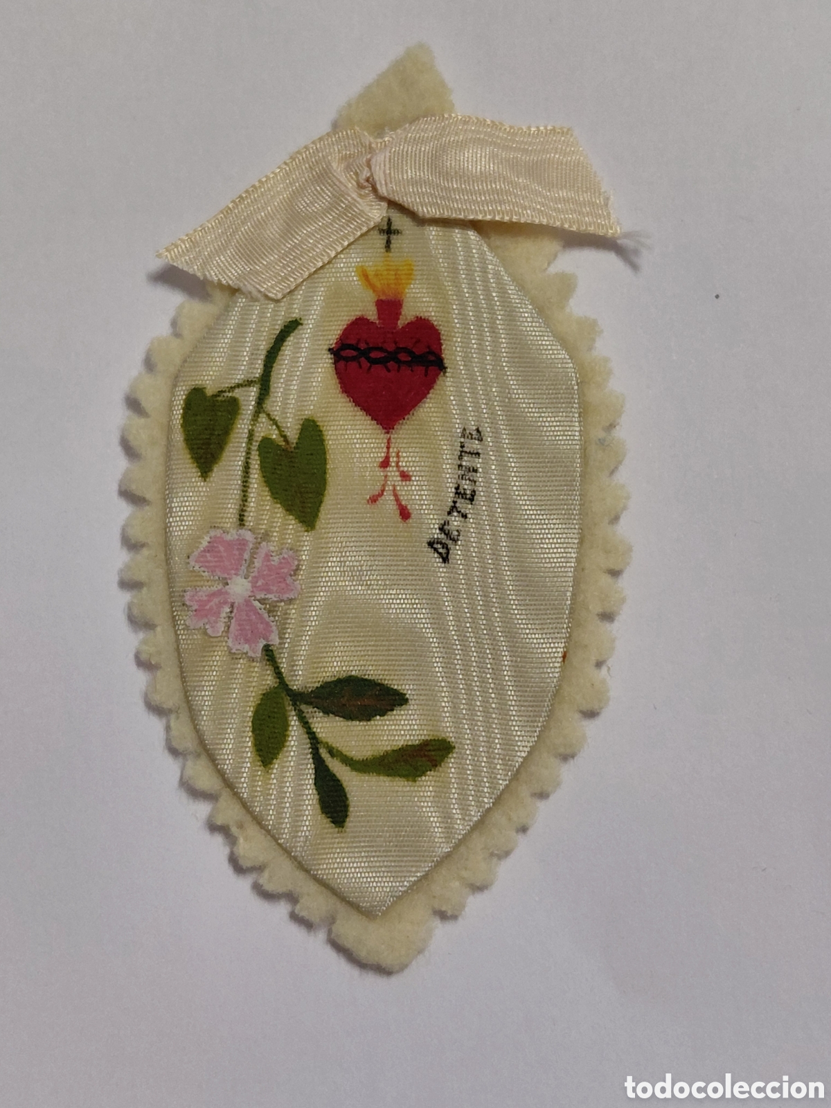 Antig&uuml;edades: ANTIGUO ESCAPULARIO DETENTE SAGRADO CORAZON PINTADO A MANO
