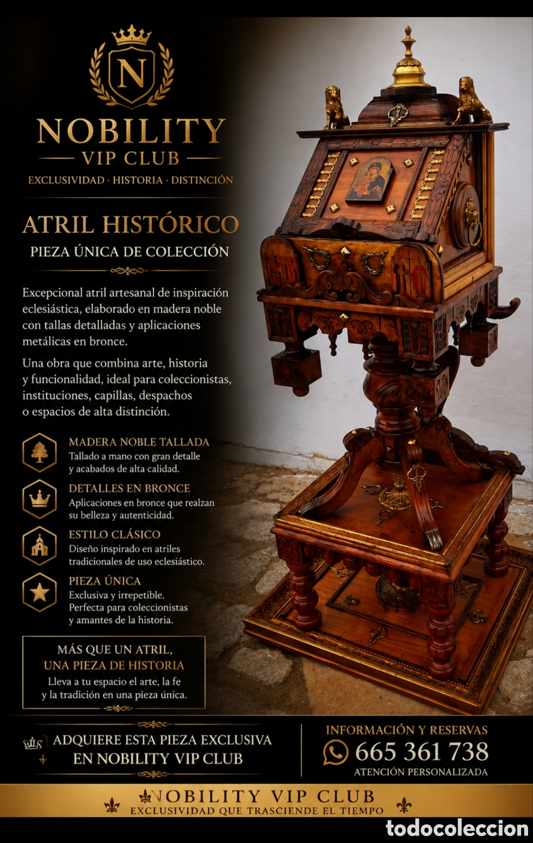 Antig&uuml;edades: Atril de madera metal y bronce - Foto 10