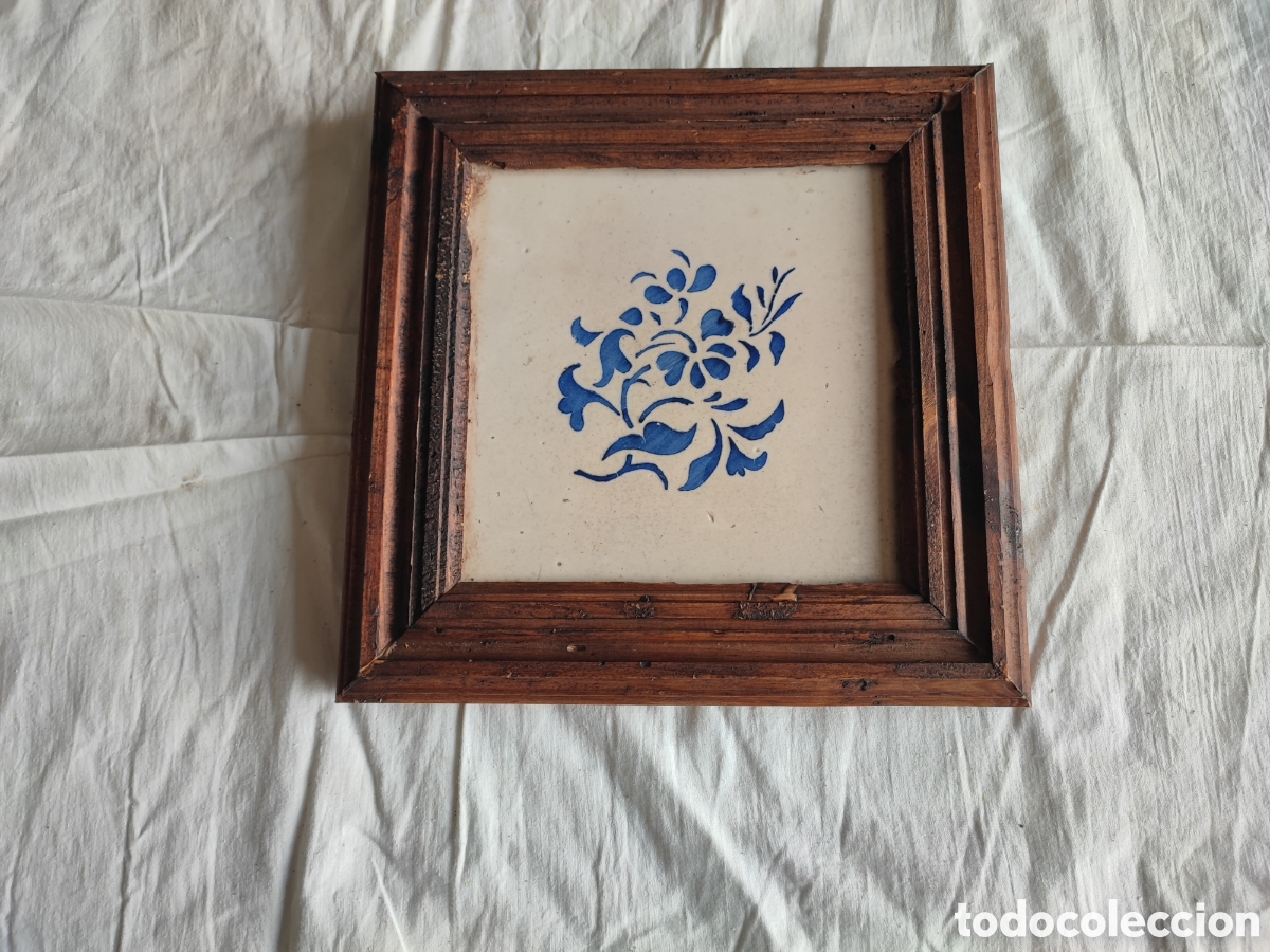 Antig&uuml;edades: Antiguo azulejo valenciano enmarcado