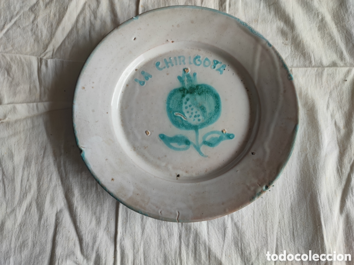 Antig&uuml;edades: ANTIGUO plato de ceramica fajalauza LA CHIRIGOTA