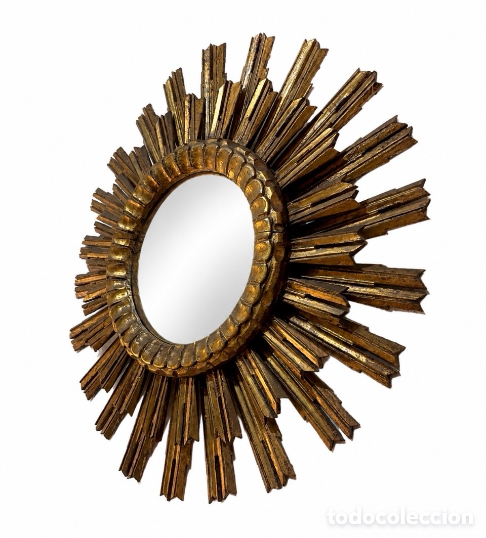 Antig&uuml;edades: ESPEJO SOL MADERA DORADO - Foto 12