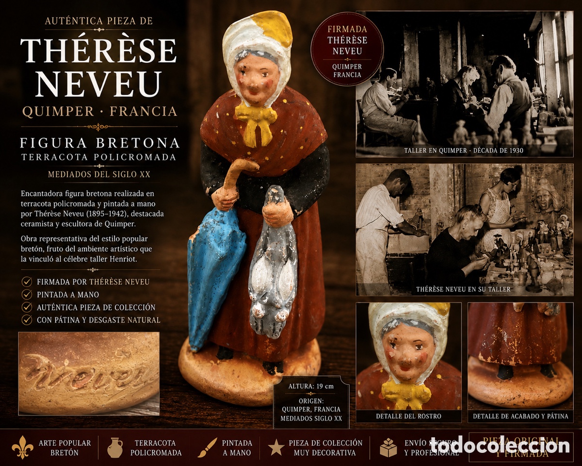 Antig&uuml;edades: Th&eacute;r&egrave;se Neveu &ndash; Santon provenzal antiguo firmado