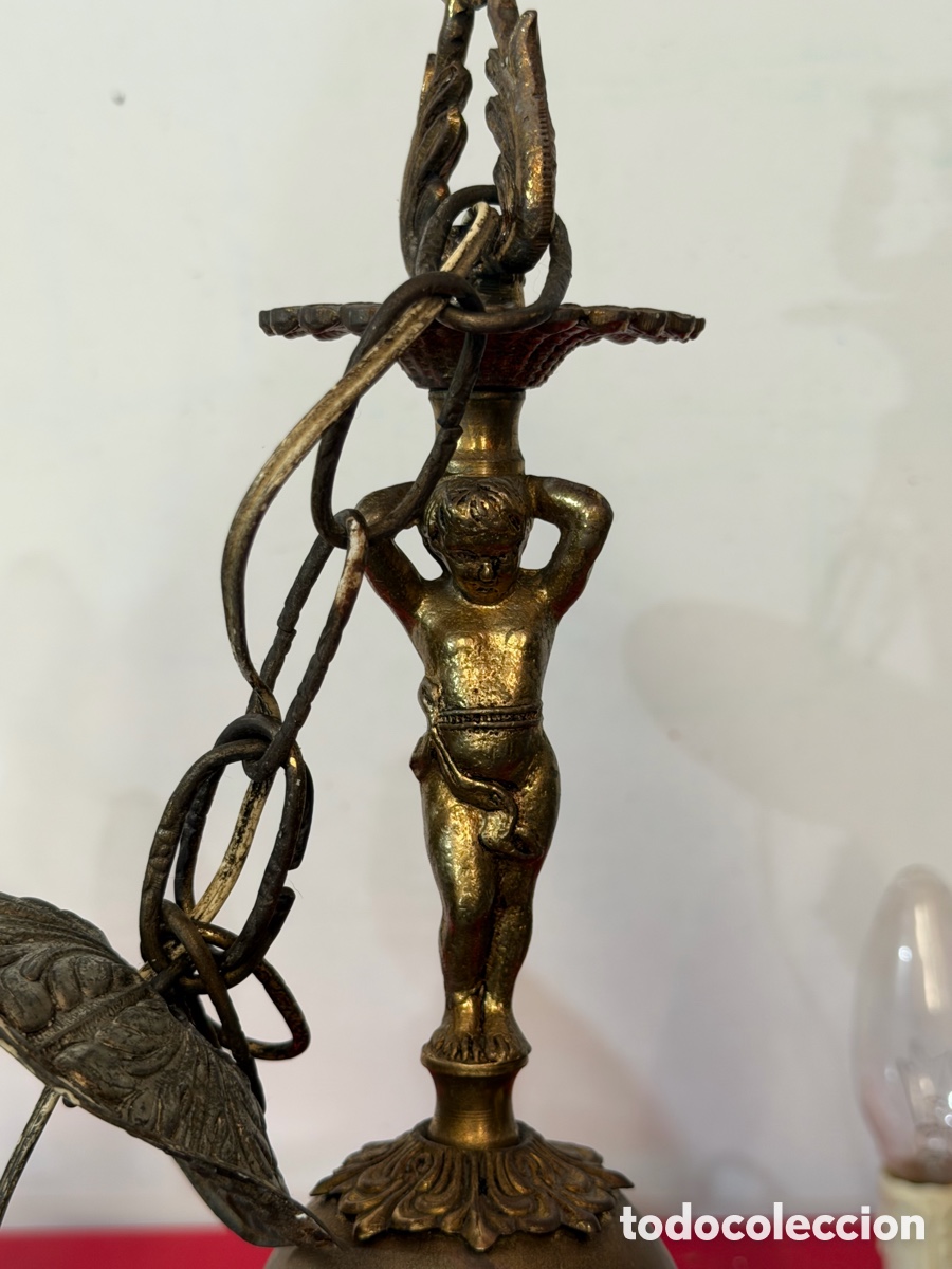 Antig&uuml;edades: L&aacute;mpara de techo antigua 5 luces bronce - Foto 2