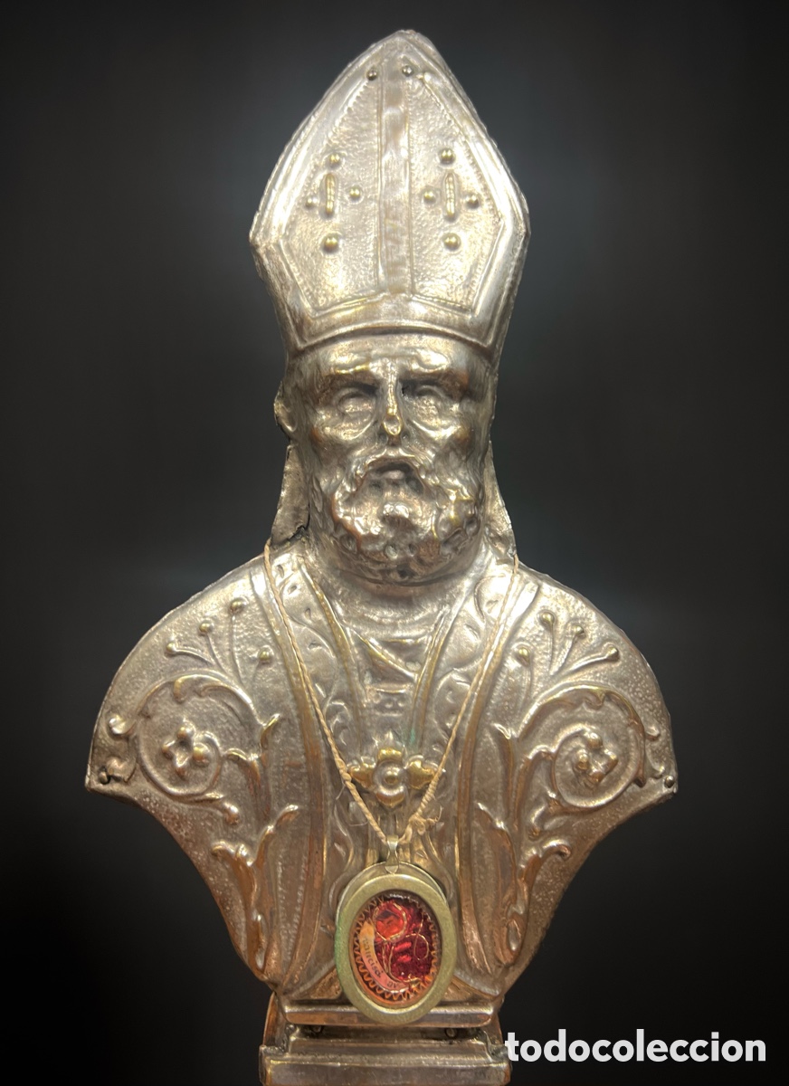 Antig&uuml;edades: Busto Relicario de Santo Obispo, Italia, S.XIX