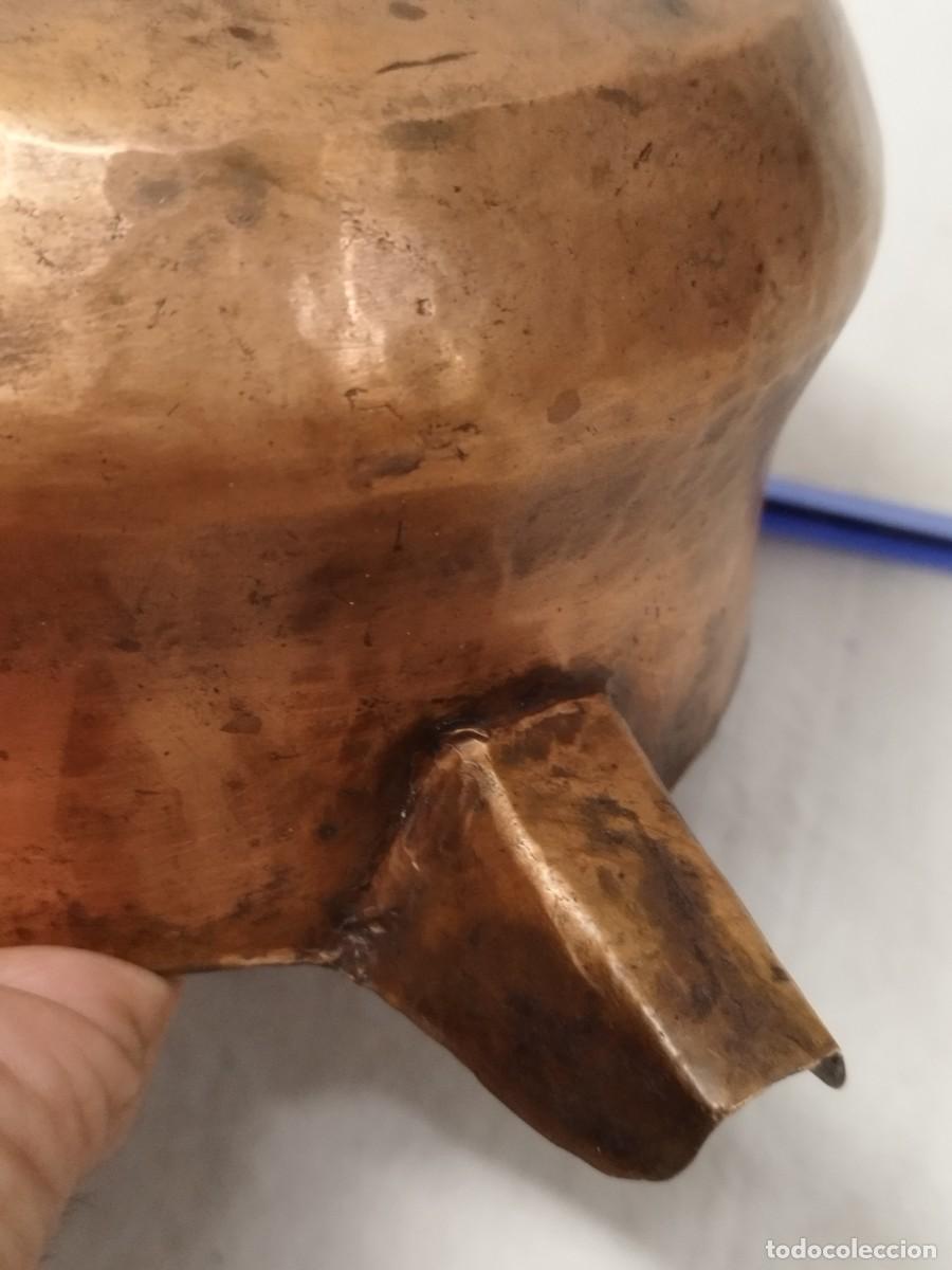 Antig&uuml;edades: Antiguo recipiente tipo jarra de cobre o aran. - Foto 5