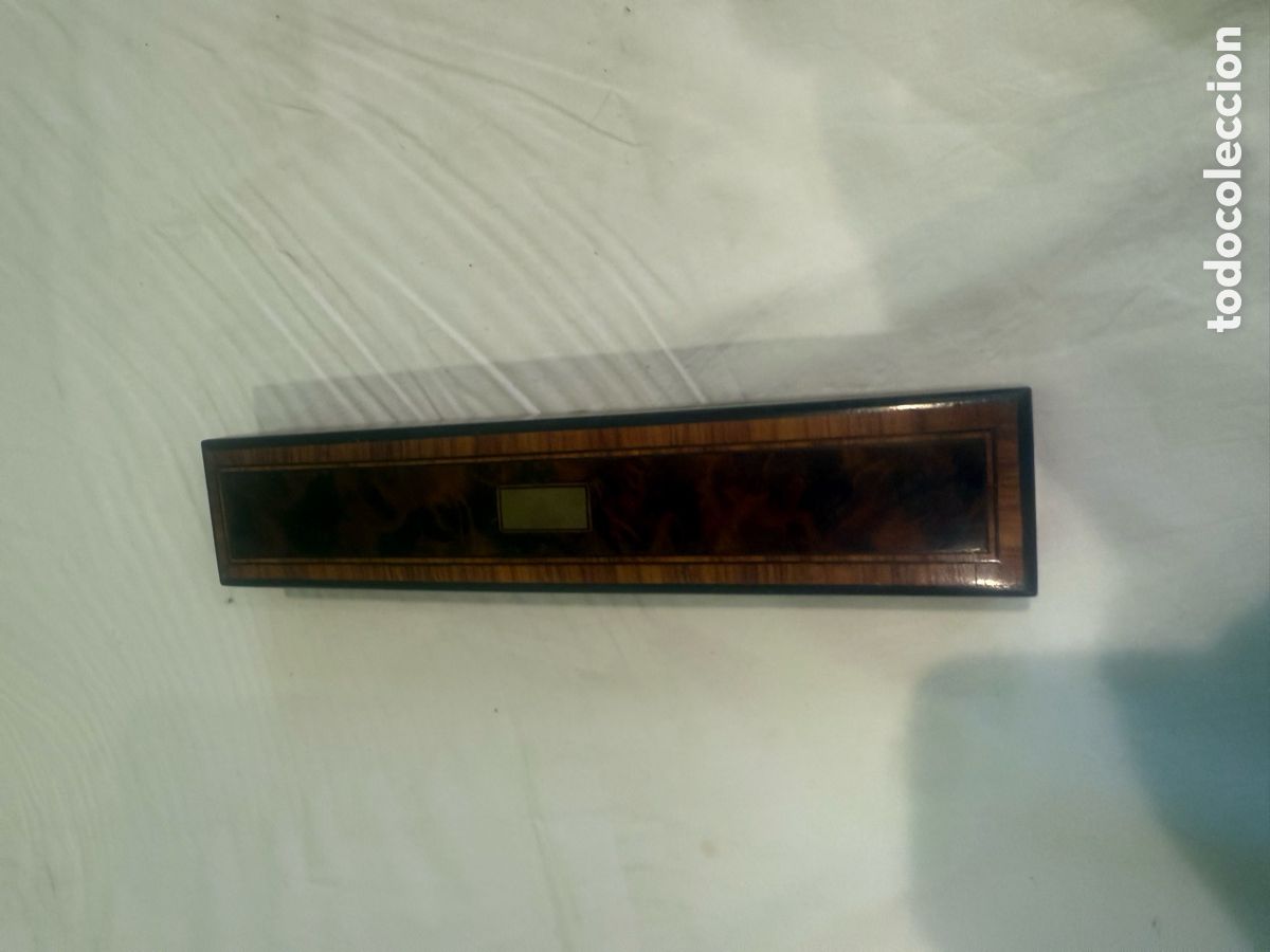Antig&uuml;edades: Antiguo estuche de abanico siglo XIX madera marqueter&iacute;a original