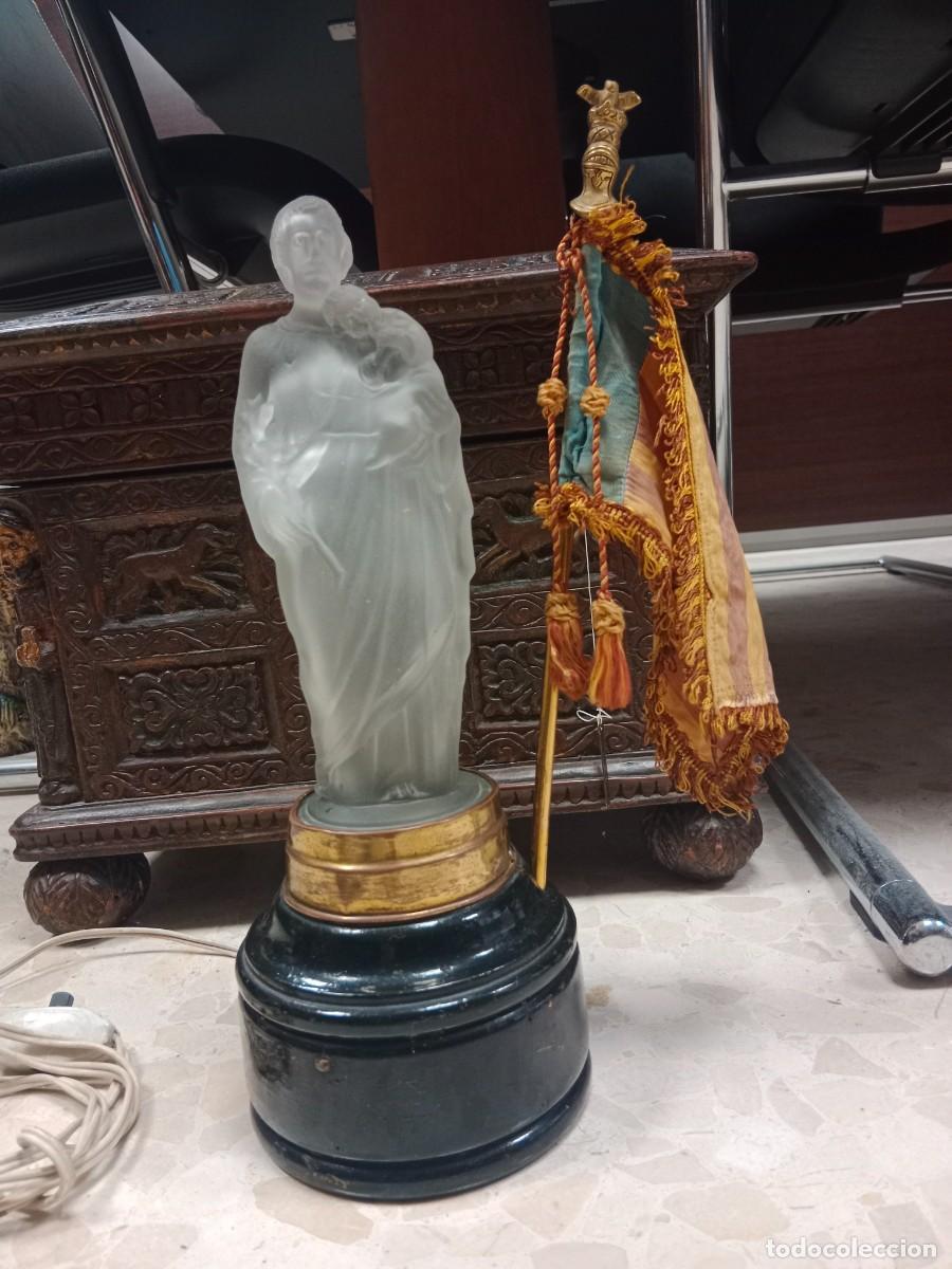 Antig&uuml;edades: ANTIGUA LAMPARA DE SOBREMESA DE SAN JOSE EN CRISTAL DE BOHEMIA Y SE&Ntilde;ERA VALENCIANA - GREMIO FALLEROS
