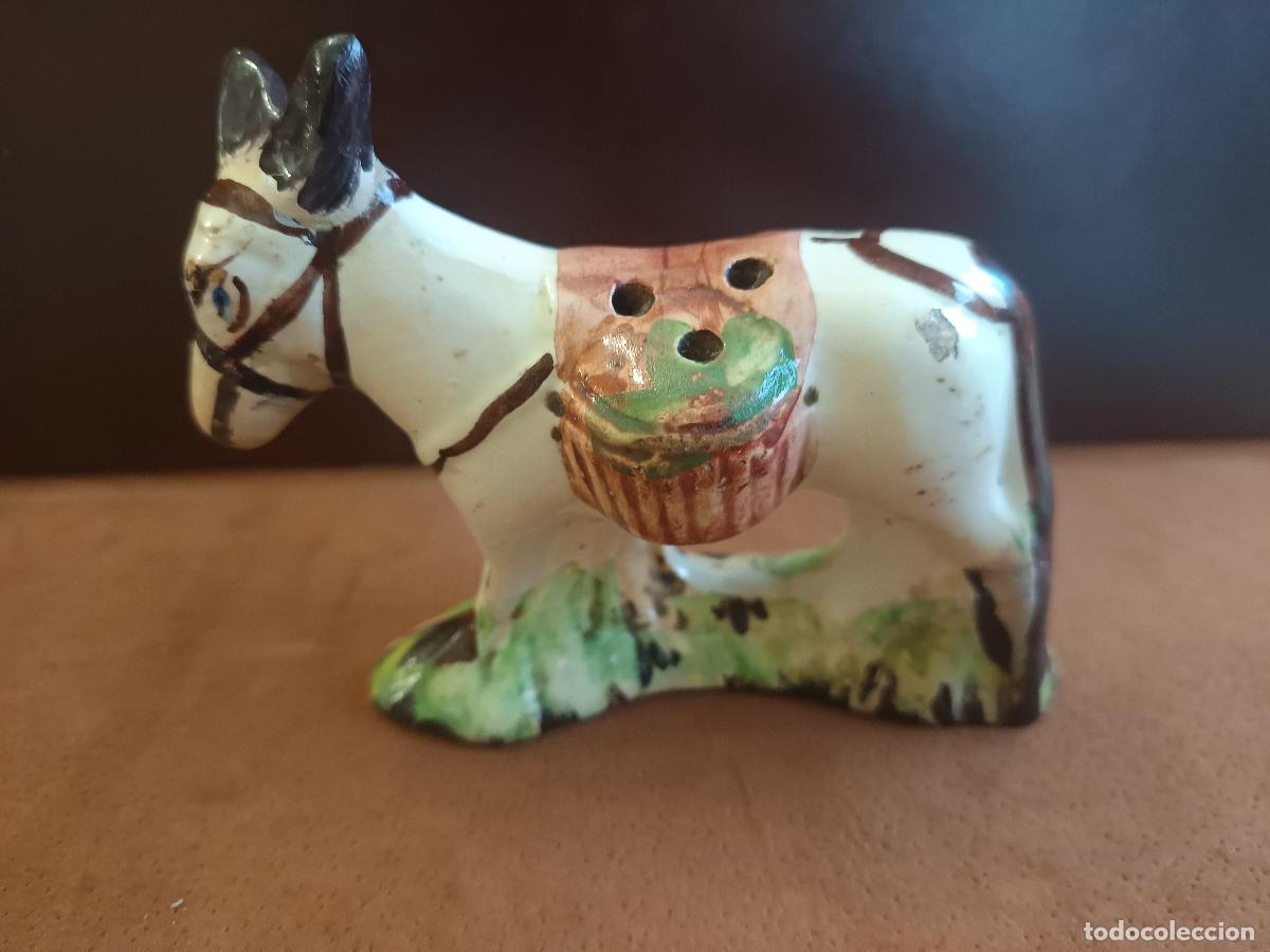 Antig&uuml;edades: FIGURA DE BURRO PALILLERO CERAMICA SARGADELOS, GALICIA, FINALES S. XIX, TIENE RESTAURADO