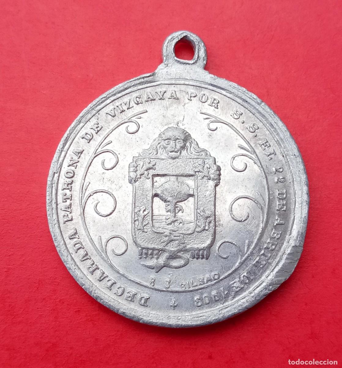 Antig&uuml;edades: Medalla Declaraci&oacute;n Patrona de Vizcaya. Bilbao 1909. Virgen de Bego&ntilde;a.