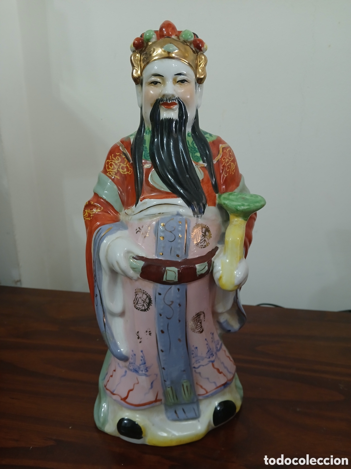 Antig&uuml;edades: Figura Ceramica esmaltada Dios Chino