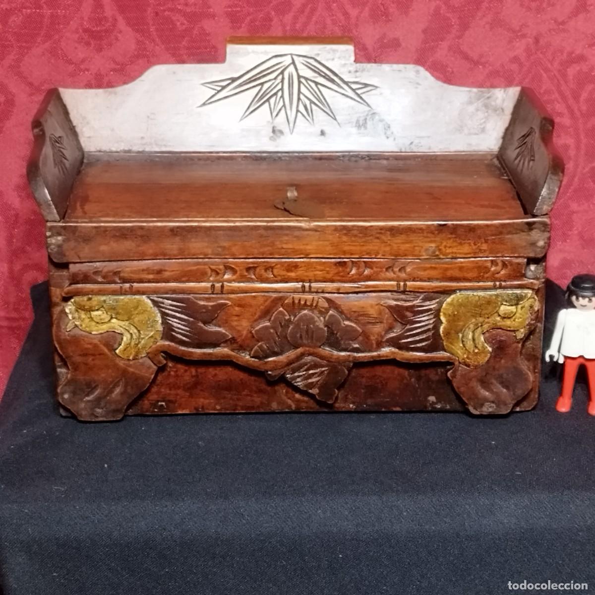 Antig&uuml;edades: ANTIGUA CAJA MADERA CHINA OPIO CON CAJON Y ENSAMBLE COLA DE MILANO -