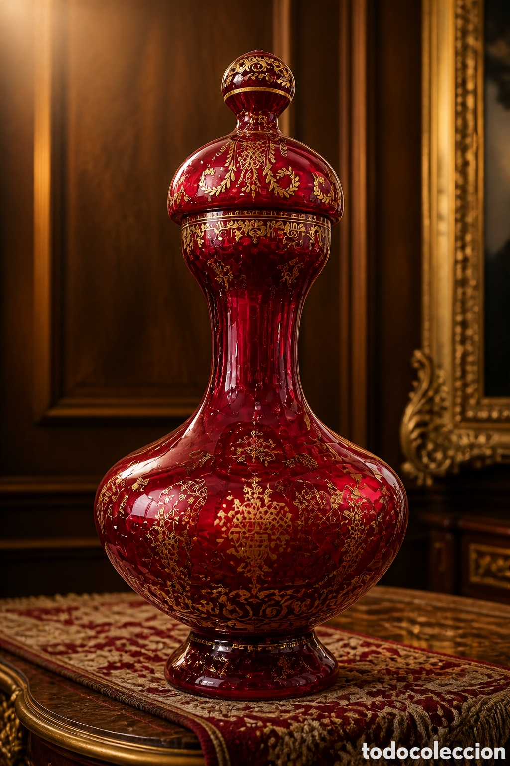 Antig&uuml;edades: PRECIOSO JARR&Oacute;N OPALINA ROJO INTENSO MOTIVOS ORIENTALES J. Cervera Barcelona&rdquo;