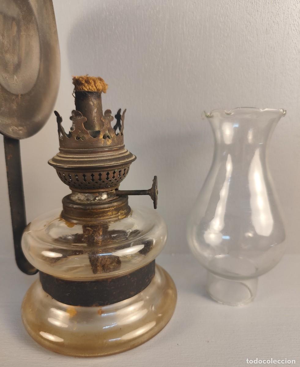 Antig&uuml;edades: Antiguo quinqu&eacute; de cristal y bronce - Foto 6