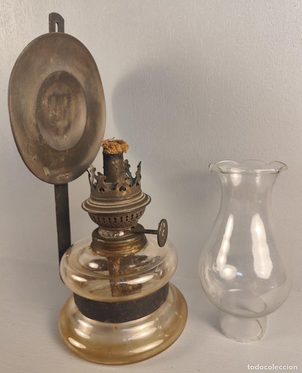 Antig&uuml;edades: Antiguo quinqu&eacute; de cristal y bronce - Foto 7