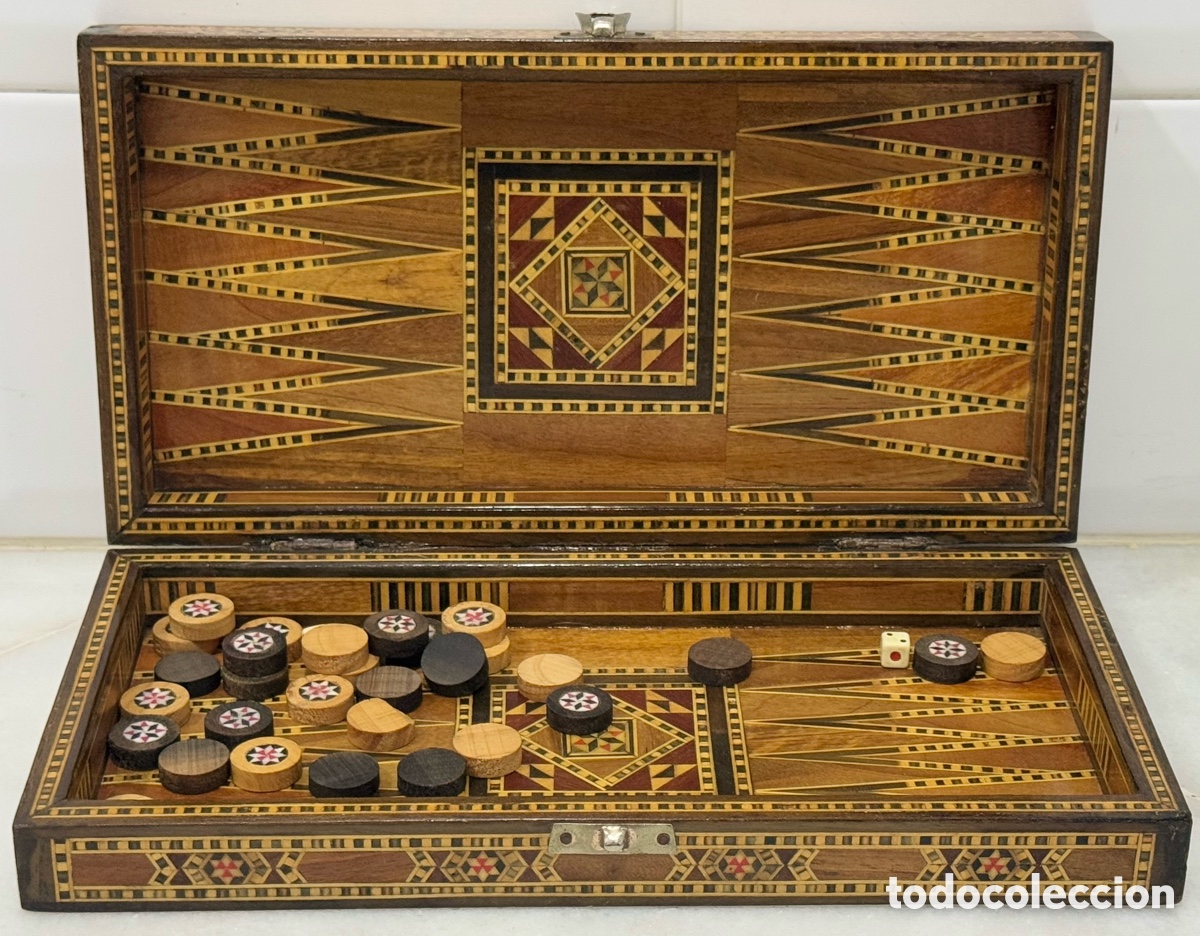 Antig&uuml;edades: ANTIGUO JUEGO MARQUETER&Iacute;A TARACEA GRANADA