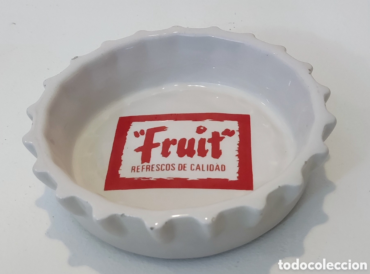 Antig&uuml;edades: Cenicero publicitario vintage FRUIT refrescos porcelana forma chapa a&ntilde;os 60 70