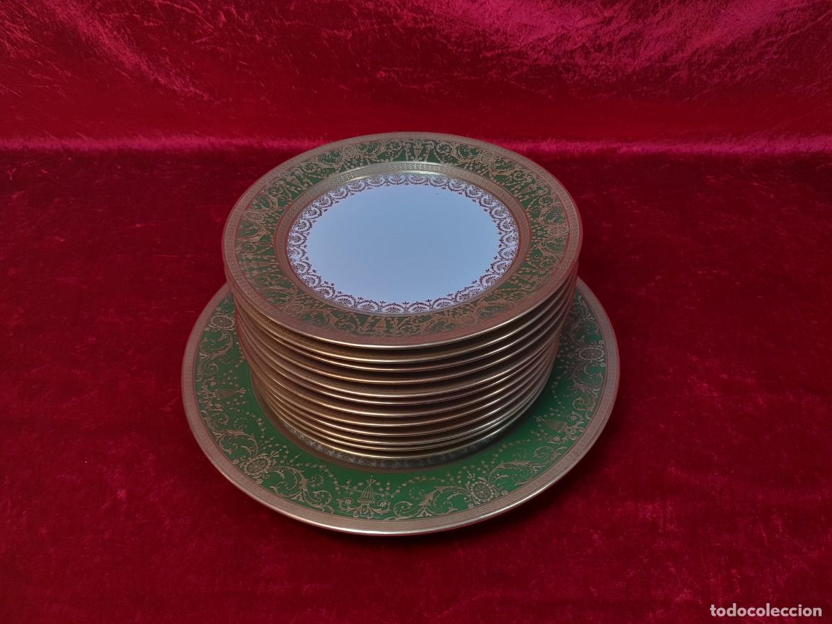 Antiquit&eacute;s: CONJUNTO DE PLATOS EN PORCELANA DE LIMOGES CON ORNAMENTACI&Oacute;N TIPO &rdquo;VINCENNES&rdquo;. SIGLO XX