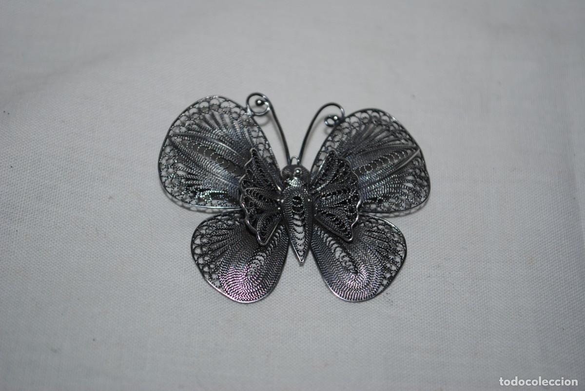 Antig&uuml;edades: BROCHE DE PLATA , EN FORMA DE MARIPOSA . - Foto 3