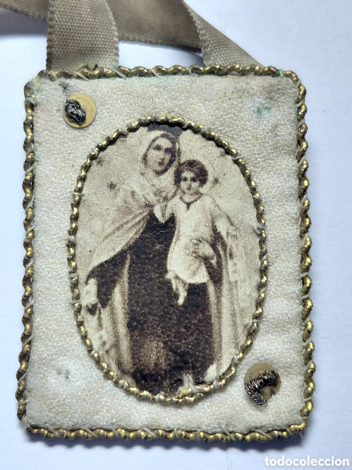 Antig&uuml;edades: ANTIGUO ESCAPULARIO VIRGEN DEL CARMEN - Foto 2