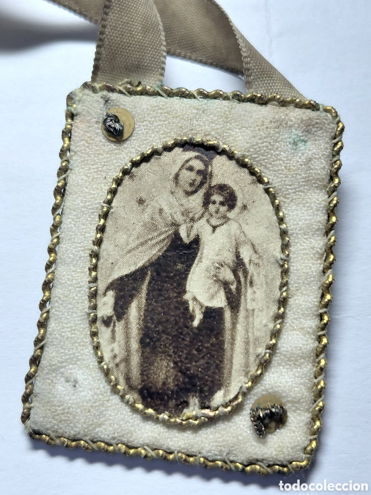 Antig&uuml;edades: ANTIGUO ESCAPULARIO VIRGEN DEL CARMEN - Foto 4
