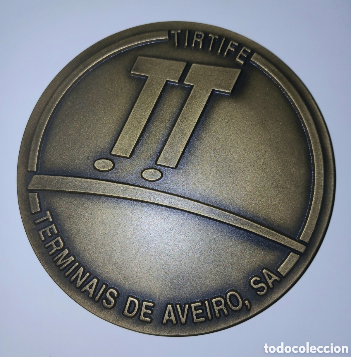 Antig&uuml;edades: Medalla Conmemorativa TIRTIFE Terminais de Aveiro, Portugal (1991) - 229g