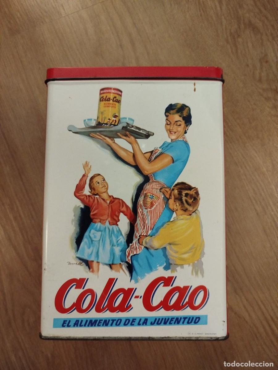 Antig&uuml;edades: Caja met&aacute;lica vintage Cola Cao Harina a&ntilde;os 50
