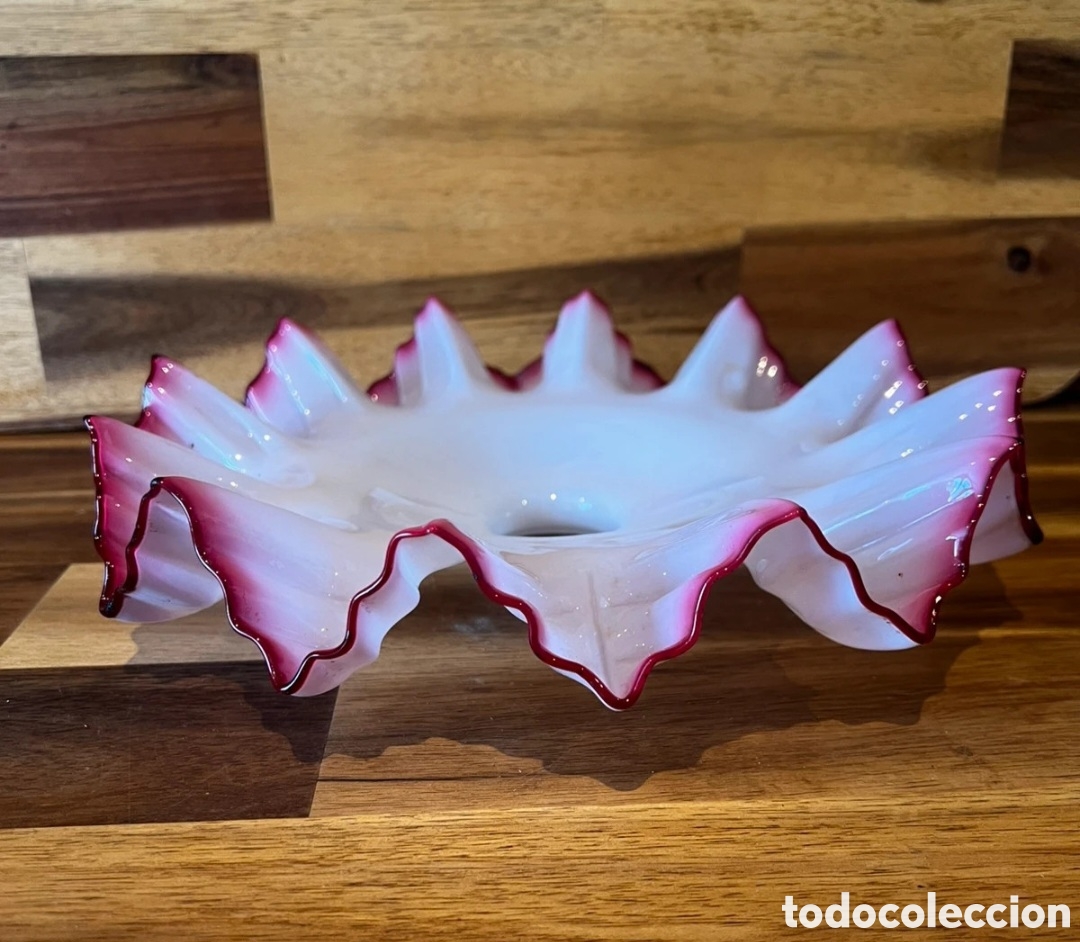 Antig&uuml;edades: Tulipa opalina rizada en rojo, espectacular, 1940 - Foto 2